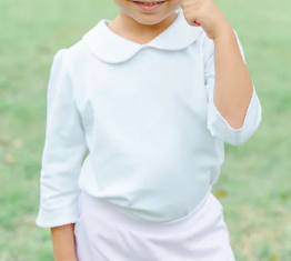 White 3/4 Sleeve Top w/Pink Trim-Toddler