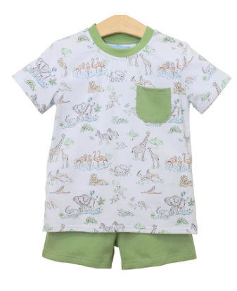 Safari Animals Pocket Short Set - Boy