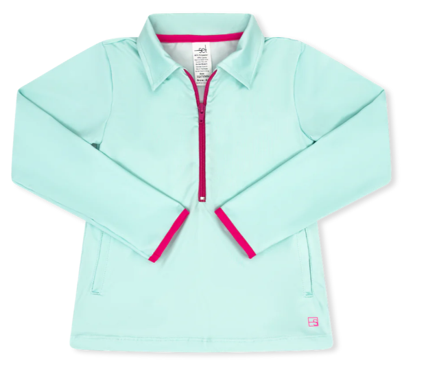 Heather Half Zip Mint/Pink Pullover-Girl