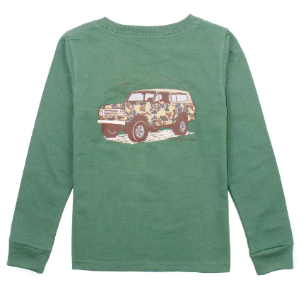 Boys Camo Truck LS Green Tee