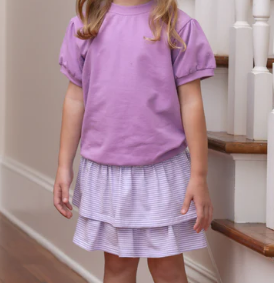 Rosemary Lavender Stripe Skort -Girls