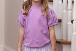 Landry Lavender Puff Sleeve Top-Girls