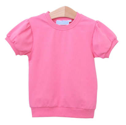 Landry Pink Puff Sleeve Top - Girls