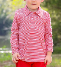 Jackson Red Stripe LS Polo - Boys