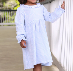 Georgia LT Blue Stripe Dress - Toddler