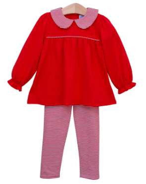 Abigail Red Pant Set - Girls