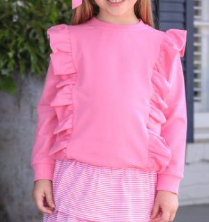 Laura Pink Ruffle Pullover - Girls