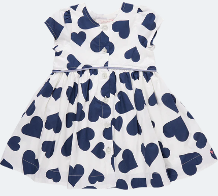 Fatima Navy Tossed Hearts Dress -TOD