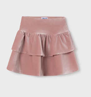 Ruffle Pink Velvet Skirt