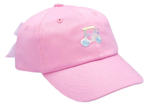 Rainbow Golf Cart Pink Kids BB Hat w/Bow