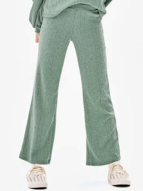 Wide Leg Olive Cable Knit Pants