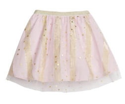 Tulle Pink Metalllic Stripe/Stars Skirt