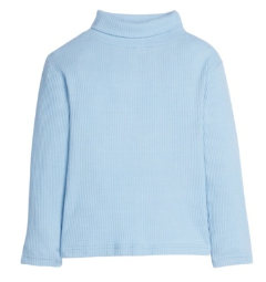 Ice Blue Ribbed Turtleneck - Girls