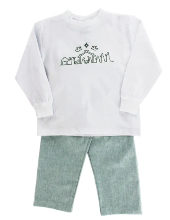 Nativity Stitch Boys Pant Set - Toddler