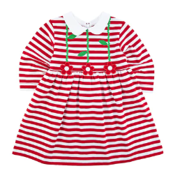 Red Stripe Dress w/Flowers - Toddler