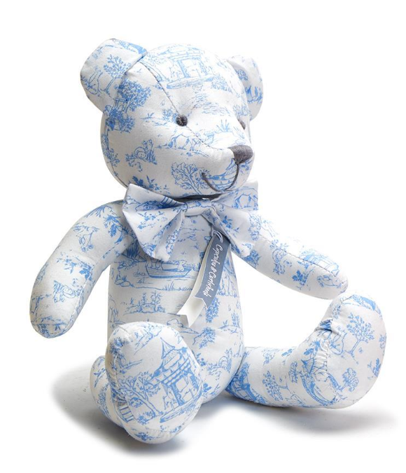 Animal Toile Stuffed Teddy Bear-Blue