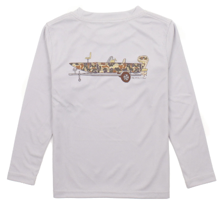 Camo Boat Perf LS Tee - Ice Grey