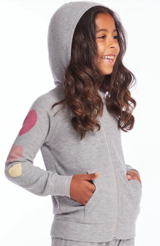 Multi Hearts Grey Zip Hoodie