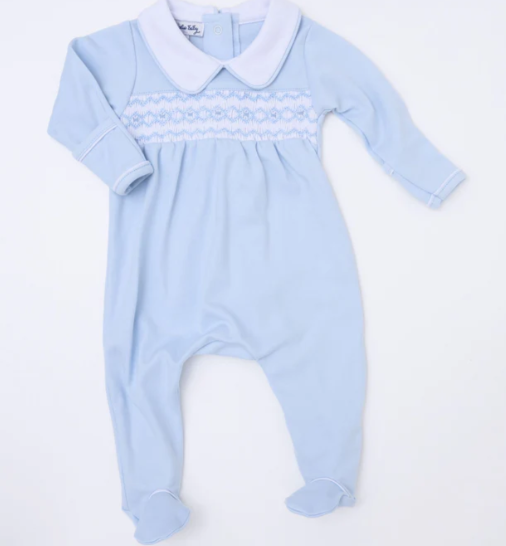 Hazel & Hudson Smocked Footie -Blue