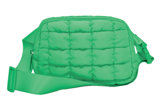 Glam Green Quilted Belt Bag