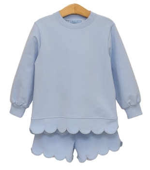 Sophia Scalloped Short Set - LT Blue