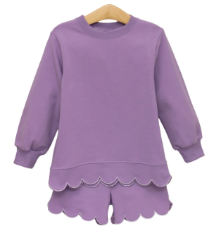 Sophia Scalloped Short Set - Lavender