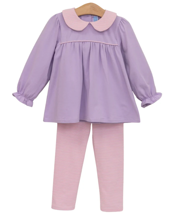 Abigail Pant Set - Lav/Pink Stripe