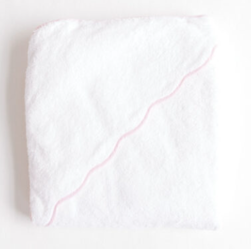 Pink Stripe Trim Hooded Towel