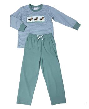 Beagle Smocked Pant Set