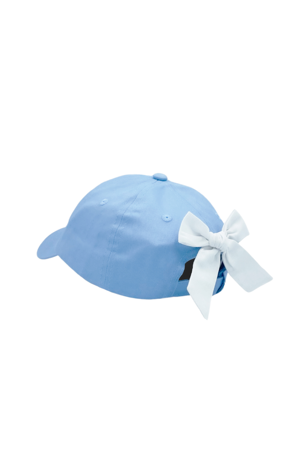 Blue Football Bow Baseball Hat (Baby/Toddler, Youth): Baby (0-2 y.o.)