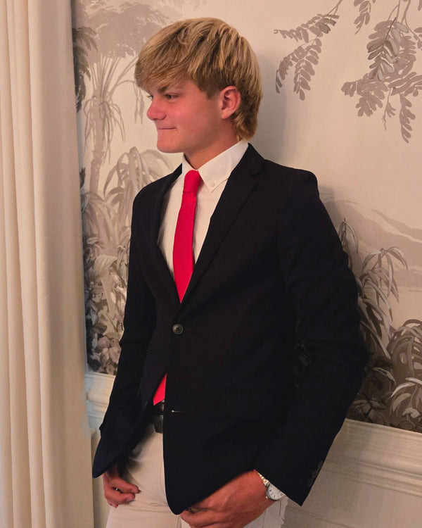 Haute Red Solid Christmas Holiday Child Tween Necktie: Medium