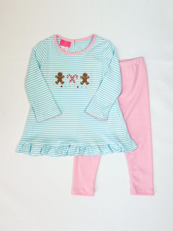 Aqua Stripe Gingerbread Tunic Set-TOD