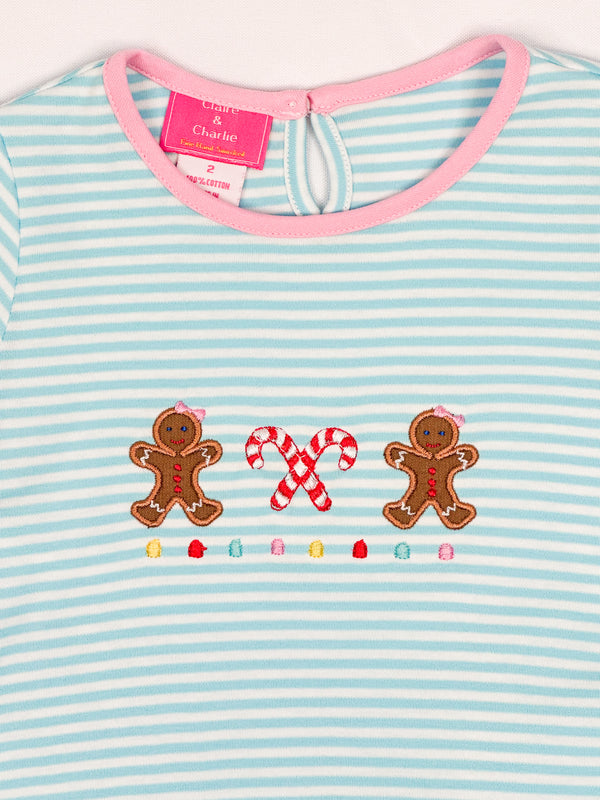 Aqua Stripe Gingerbread Tunic Set-Girl