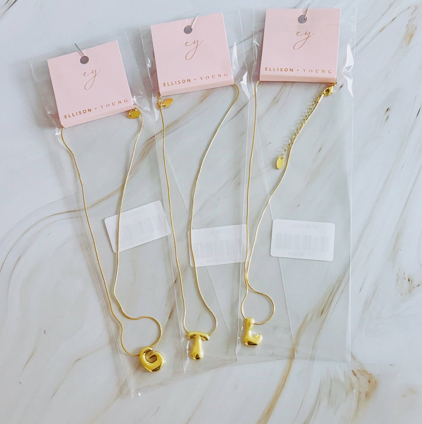 Balloon Letter Initial Necklace: Yellow Gold / M