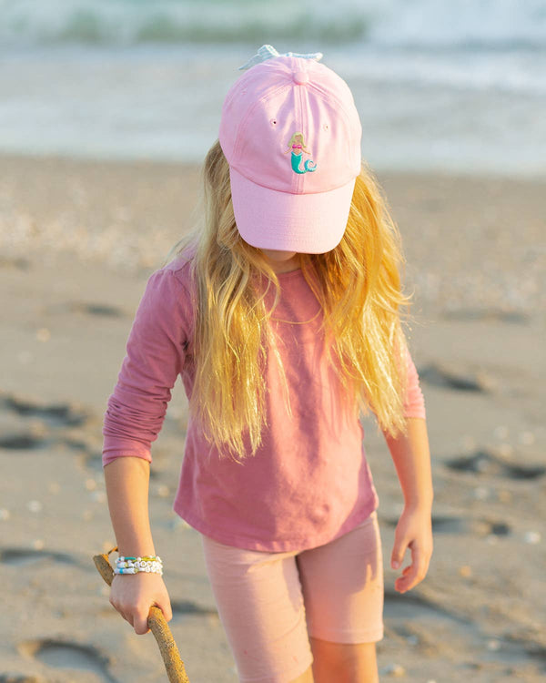Pink Mermaid Bow Baseball Hat (Baby, Youth): Youth