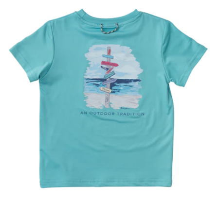 Pool Blue Beach Signs Perf Tee - Boys