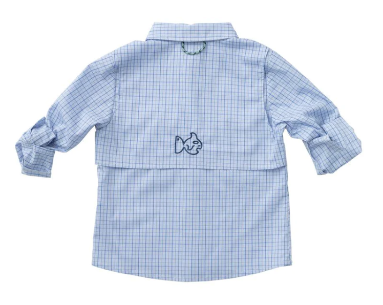 Blue Plaid Boys Fishing Shirt