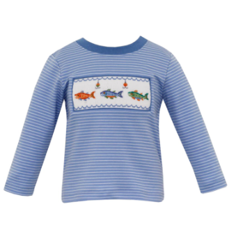 Blue Stripe Fish Shirt