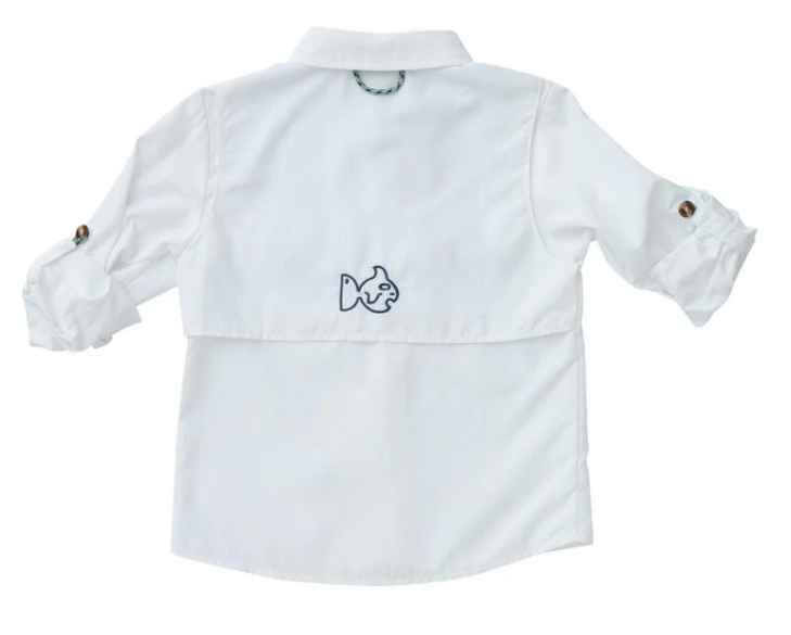 Boys White Fishing Shirt