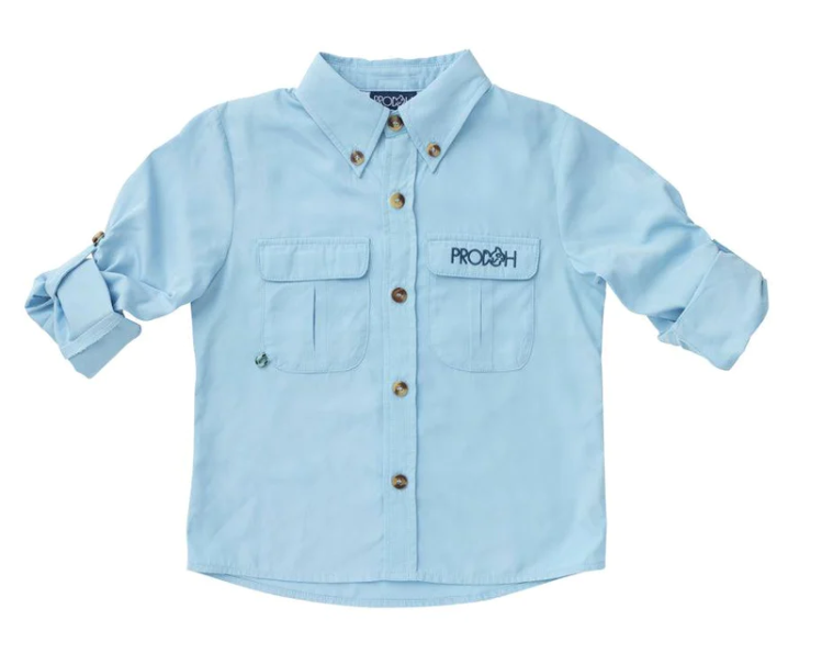 Boys Fishing Shirt - Clear Sky Blue