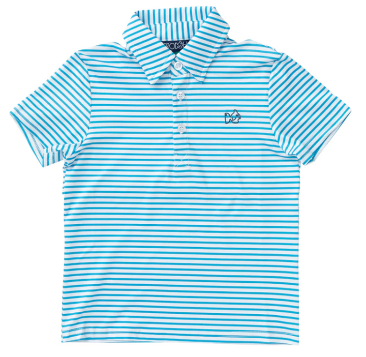 Boys Perf Polo - Blue/White Stripe