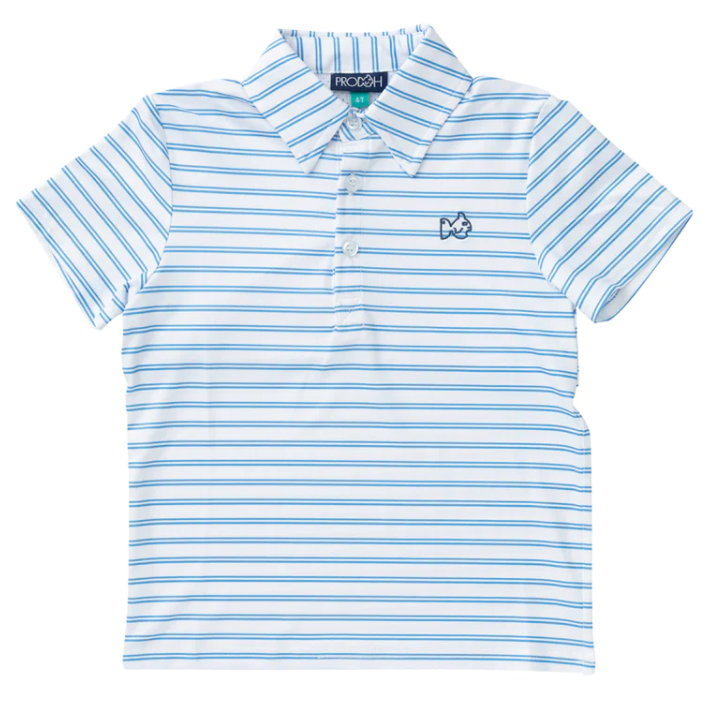 Boys Perf Polo - All Aboard Blue Stripe