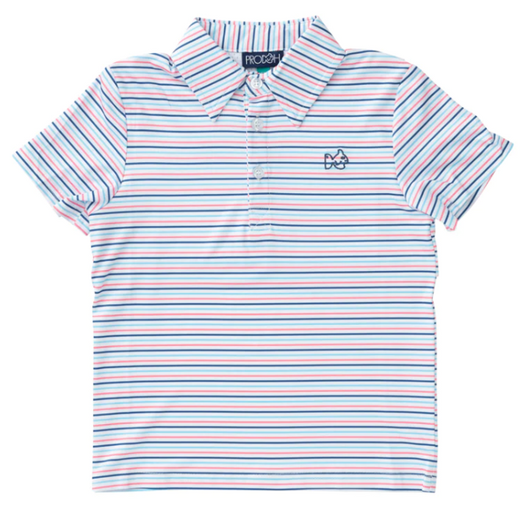 Boys Perf Polo Melon Stripe