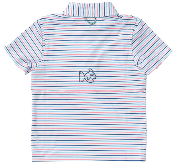 Boys Perf Polo Melon Stripe