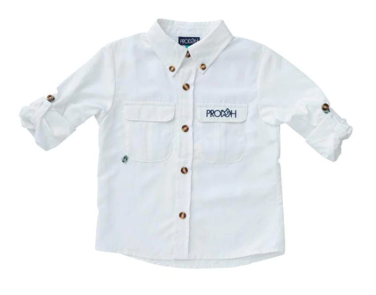 Boys White Fishing Shirt