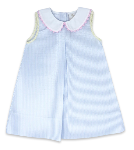 Caroline Dress Blue Seersucker - Toddler