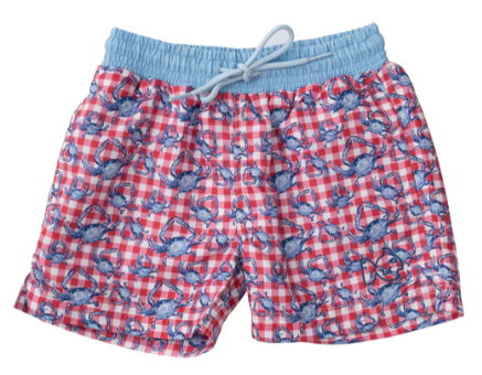 Crab Print Swim Trunks - Boys