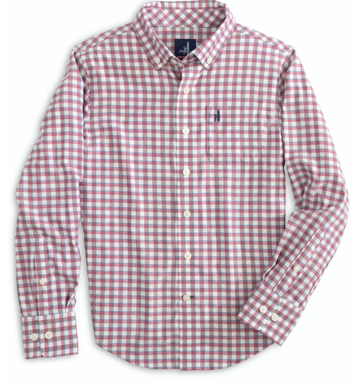 Boys Mead Crimson Plaid Button Down