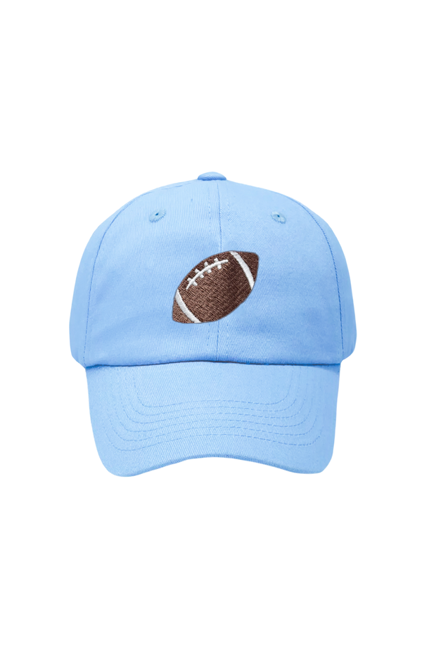 Blue Football Bow Baseball Hat (Baby/Toddler, Youth): Baby (0-2 y.o.)