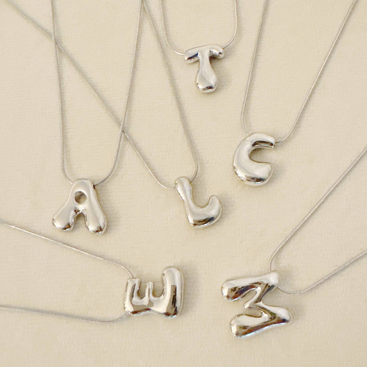 Balloon Letter Initial Necklace: Yellow Gold / M